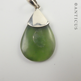 New Zealand Jade Pendant Roimata with Silver Cap.