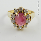 Gold, Diamond and Pink Tourmaline Ring.