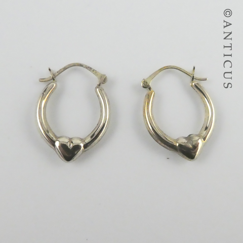 9ct Gold Hoop Earrings with Hearts.