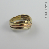 Triple Band Ring, Three Tone Gold with Diamonds.