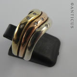 Triple Band Ring, Three Tone Gold with Diamonds.