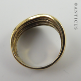 Triple Band Ring, Three Tone Gold with Diamonds.