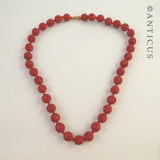 Chinese Carved Cinnabar Lacquer Necklace.