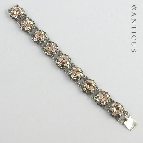 Vintage Silver and Gilt Floral Link Bracelet.