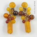 Pair of Multi-Coloured Amber Earrings.