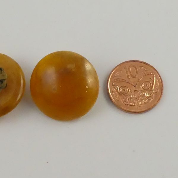 Vintage Round Amber Clip-on Earrings.