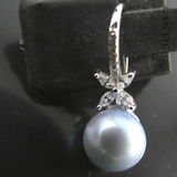 Pair of Blue Pearl and Silver Drop Earrings.
