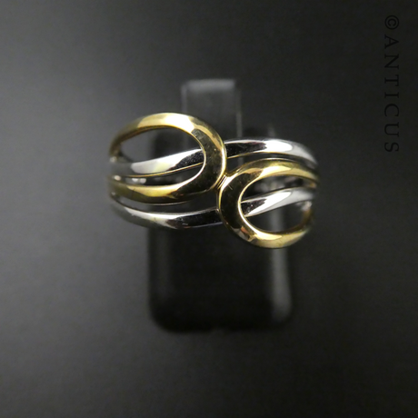 White and Yellow Gold Open-Work Knot Ring.