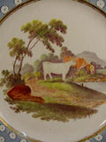 Georgian Period Plate with Handpainted Cow Scene.