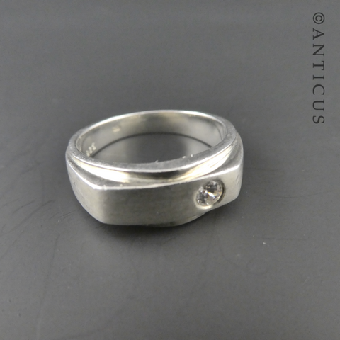 Silver Modern Style Ring with Single CZ.
