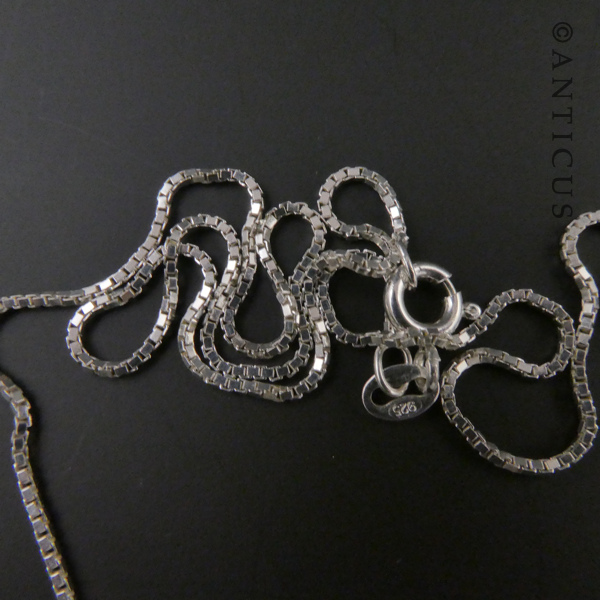 Diamond-Shaped Silver and Crystals Pendant on Chain.