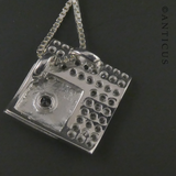 Diamond-Shaped Silver and Crystals Pendant on Chain.