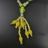 Lime Green Glass Chunky Necklace on Cord.