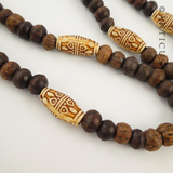 Wooden Necklace with Tassel, Ethnic.