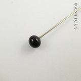 Short Mourning Hatpin, Bead Finial.