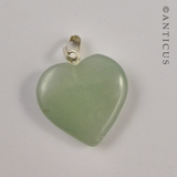 Vintage Pale Green Jade-like Heart Pandant.
