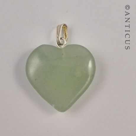 Vintage Pale Green Jade-like Heart Pandant.