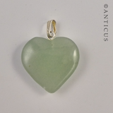 Vintage Pale Green Jade-like Heart Pandant.