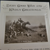 1910 Postcard, Calendar, Verse and Hunting Scene.