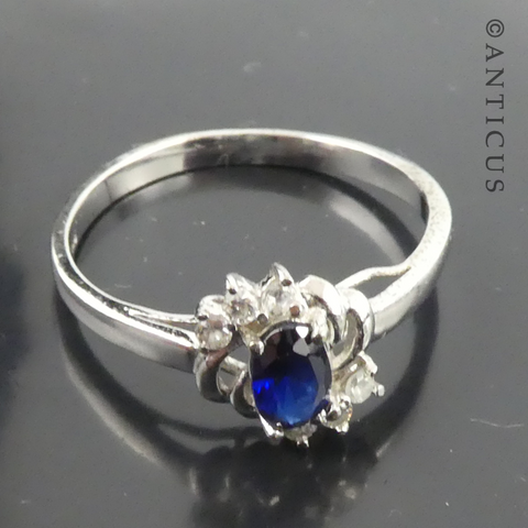 Silver Faux Sapphire Ring. Anticus Antiques