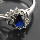 Silver & Faux Sapphire Ring.