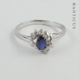 Silver & Faux Sapphire Ring.