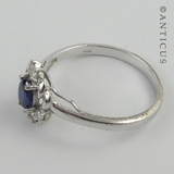 Silver & Faux Sapphire Ring.