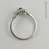 Silver & Faux Sapphire Ring.