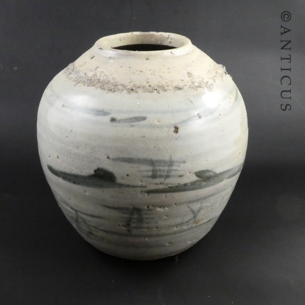 Large Old Chinese Ginger Jar, Stoneware.