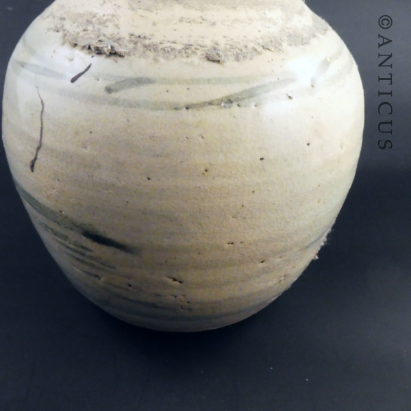 Large Old Chinese Ginger Jar, Stoneware.