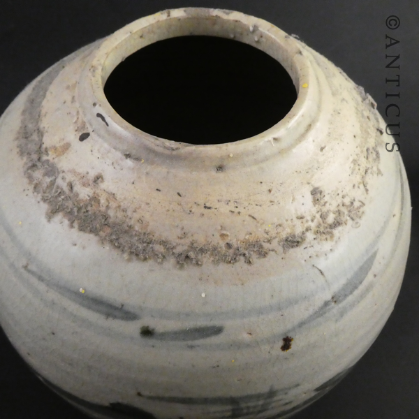 Large Old Chinese Ginger Jar, Stoneware.