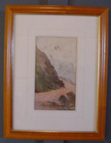 Late 1800s Watercolour, Frank Wright Mountain Scene.