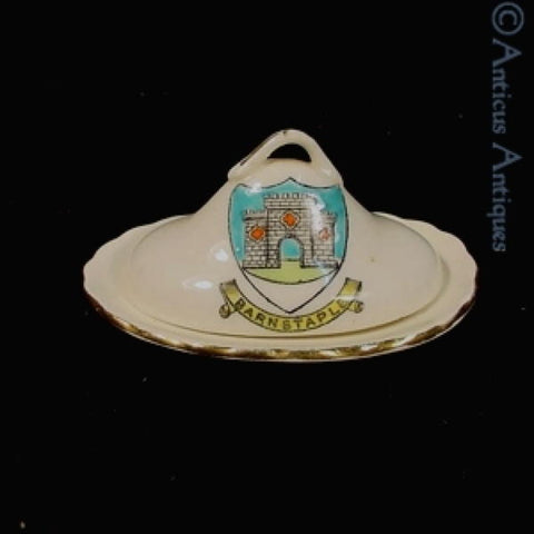 Crested Ware Miniature Turkey Plate & Cover.