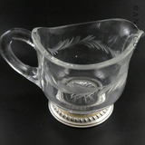 Sugar and Creamer, Etched Glass, Silver Plate.