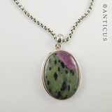 Ruby Zoisite Pendant on Chain.