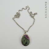 Ruby Zoisite Pendant on Chain.