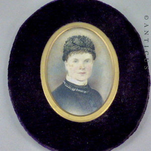 19th Century Miniature in Velvet Frame.