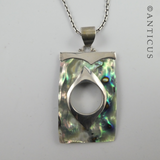 Paua Shell and Silver Pendant on Chain.