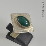 Silver and Green Agate Modern Ring.