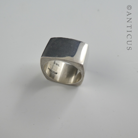Heavy Mexican Silver Square Ring.