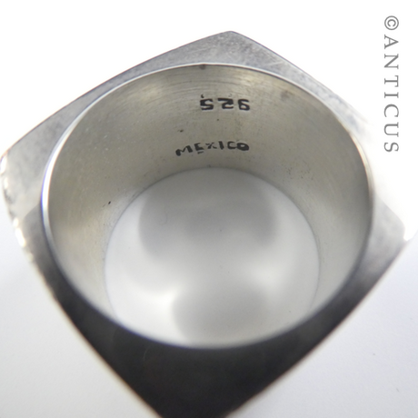 Heavy Mexican Silver Square Ring.