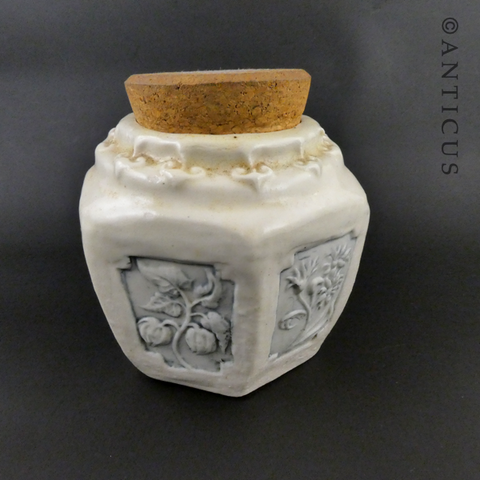 Vintage White Stoneware Ginger Jar