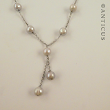 Grey Pearls and Silver Chain Necklace.