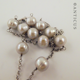 Grey Pearls and Silver Chain Necklace.