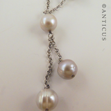 Grey Pearls and Silver Chain Necklace.