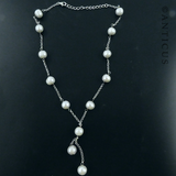 Grey Pearls and Silver Chain Necklace.