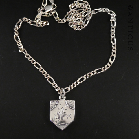 Silver Victorian Locket on Chain, Dated 1884.