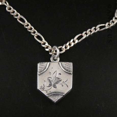 Silver Victorian Locket on Chain, Dated 1884.