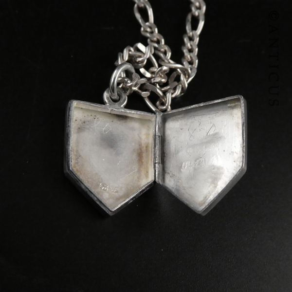Silver Victorian Locket on Chain, Dated 1884.