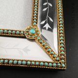 Mirror and Turquoise Decorated Photo Frame.